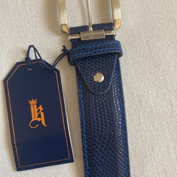 NWT | LINKS & KINGS | Exotic Lizard Luxury Belt in Navy - Picture 8 of 16
